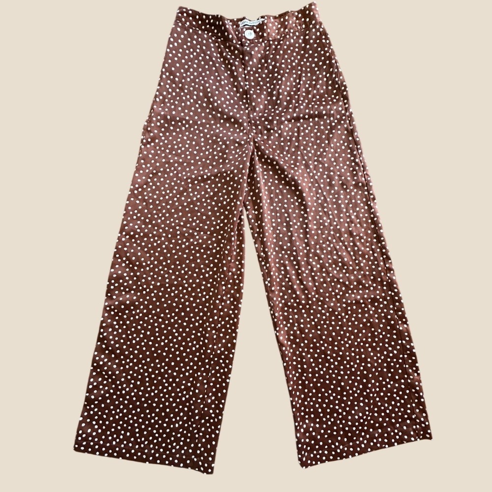 Urban Outfitters Brown Polka Dot Wide Leg High Waisted Pants Small
